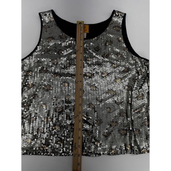 Ruby Rd. Womens Jacket & Tank Top Petite Medium Gold Sequin Animal Print - Picture 12 of 13